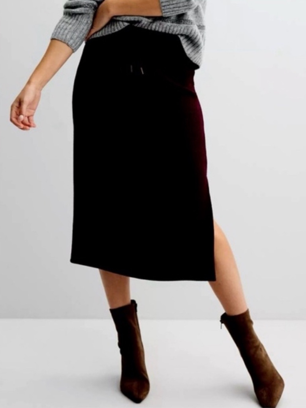 Pure Jill Pima cotton jersey knit midi skirt sz L